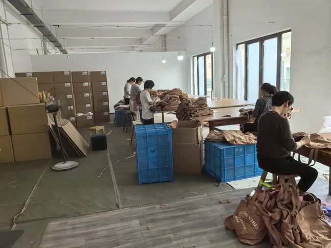Checking and packing at the Feima bag factory in Jinhua, China