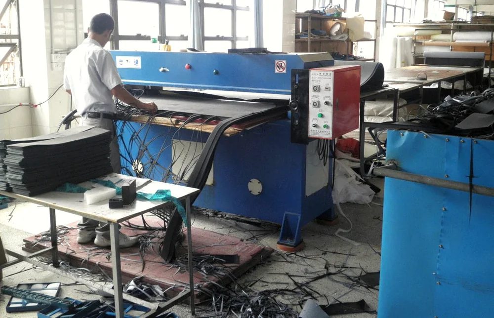 Cutting &mdash; bag manufacturing process at Feima, Jinhua China