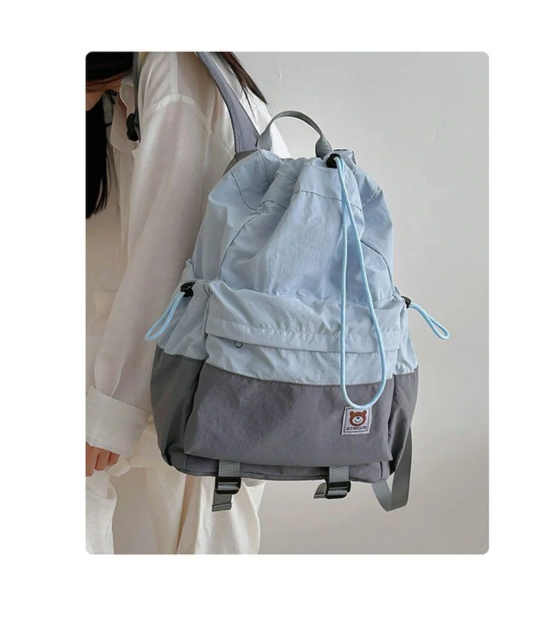 Drawcord Backpack with Flap and Contrast Base FF-179 by Feima Bag