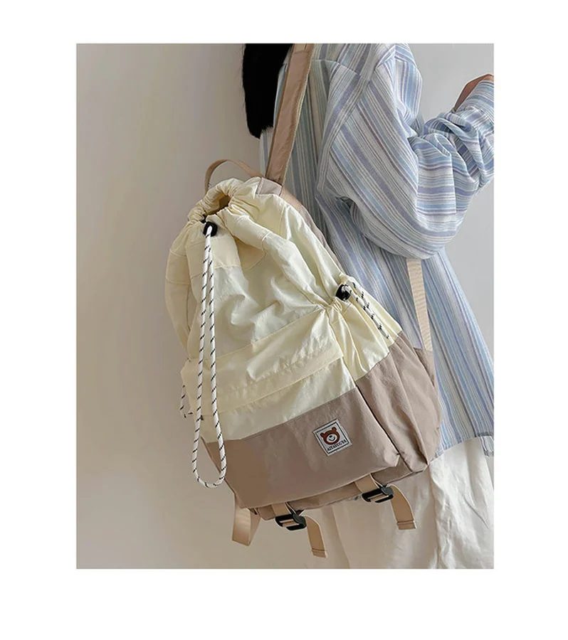Drawcord Backpack with Flap and Contrast Base FF-179 by Feima Bag