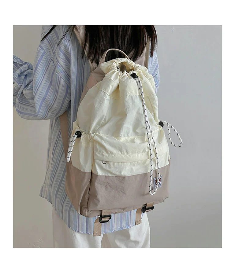 Drawcord Backpack with Flap and Contrast Base FF-179 by Feima Bag