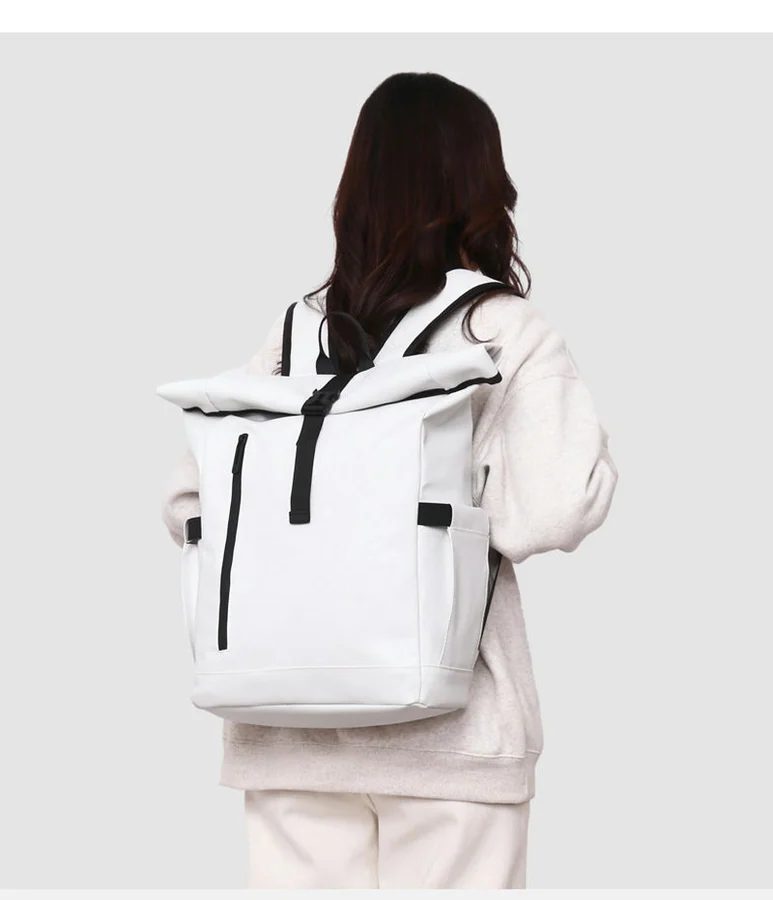 Roll-Top Backpack with Vertical Front Zip FF-194 by Feima Bag