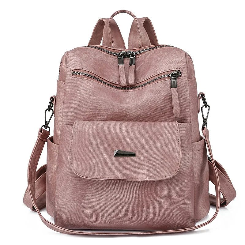 PU backpack with curved zips and front flap pocket FF-195 by Feima Bag