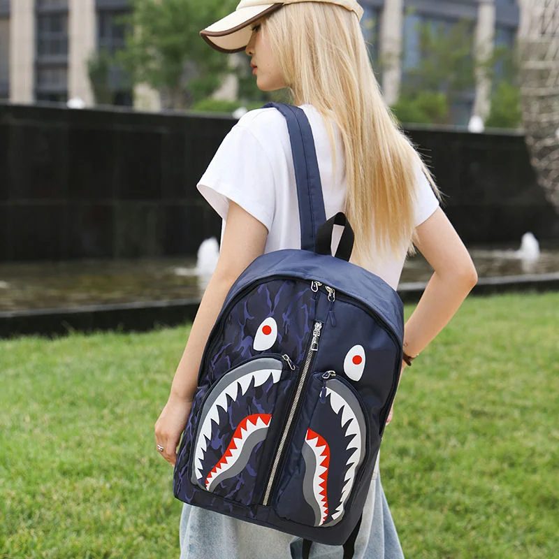 Shark Graphic Backpack with Split Front Pockets FF-200 by Feima Bag