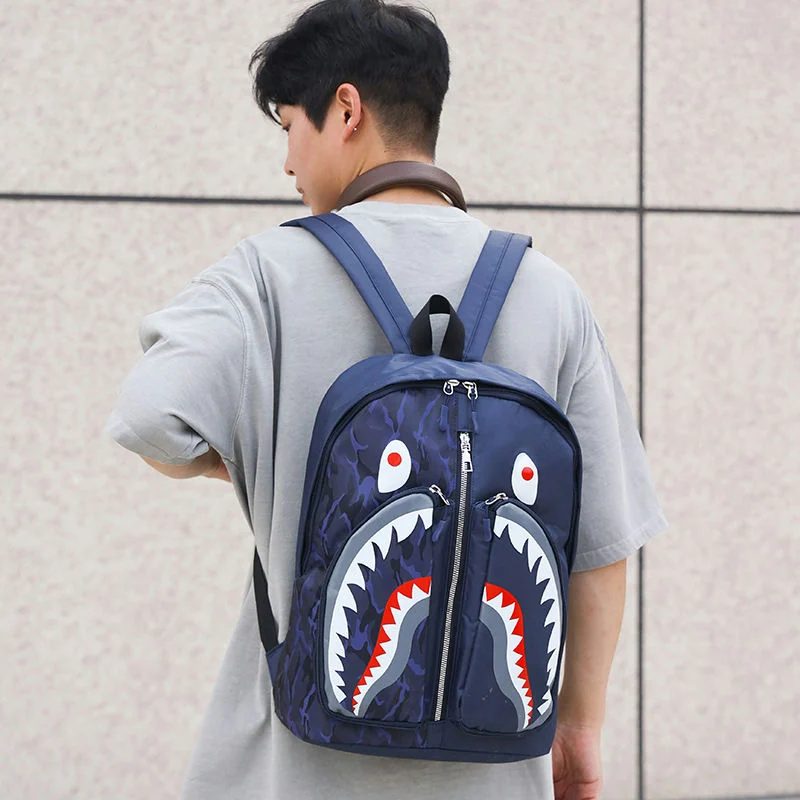 Shark Graphic Backpack with Split Front Pockets FF-200 by Feima Bag