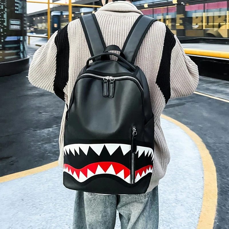 Graphic PU Backpack with Vertical Front Zip FF-204 by Feima Bag