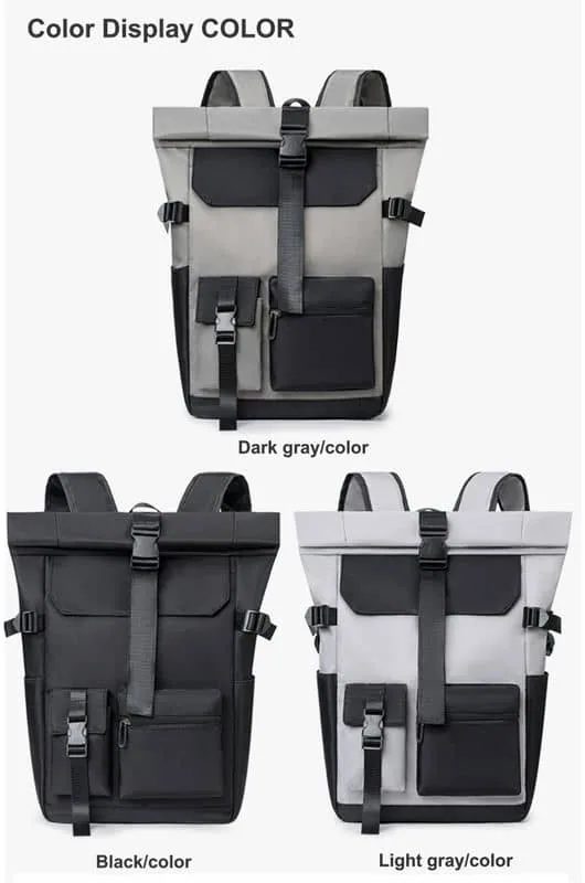 Fold-Top Backpack with Buckled and Zipped Front Pockets FF-221 by Feima Bag