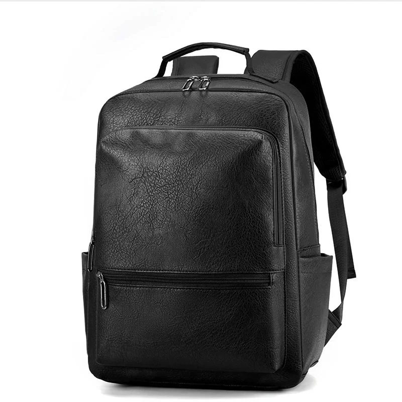 Grain Texture Backpack with Broad Front Pocket FF-229 by Feima Bag