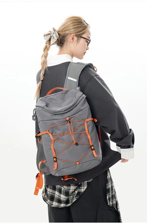 Cord Front Backpack with Mesh Shoulder Pockets FF-231 by Feima Bag