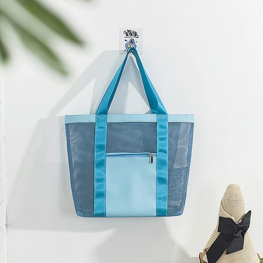 Mesh Beach Tote with Front Zip Pocket FB-008 by Feima Bag