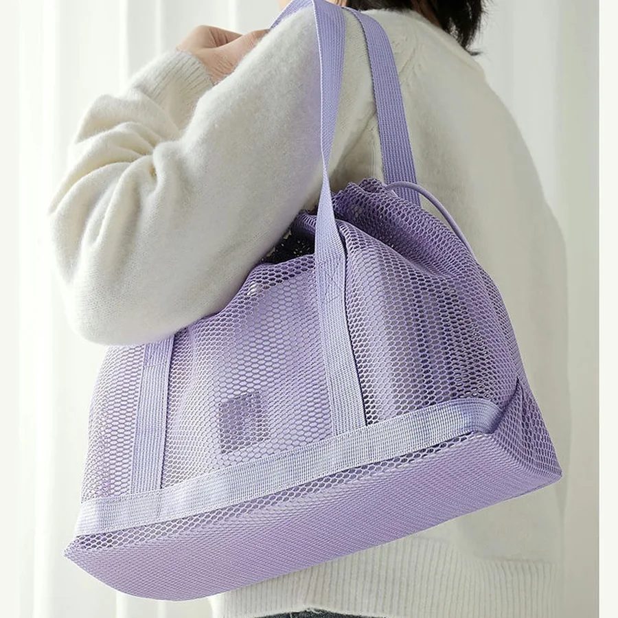 Mesh tote with a gathered drawcord opening FB-028 by Feima Bag