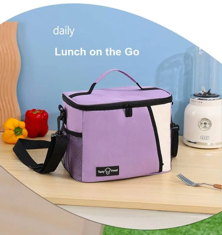 Lunch Bag with Contrast Panels and Mesh Pocket FK-059 by Feima Bag