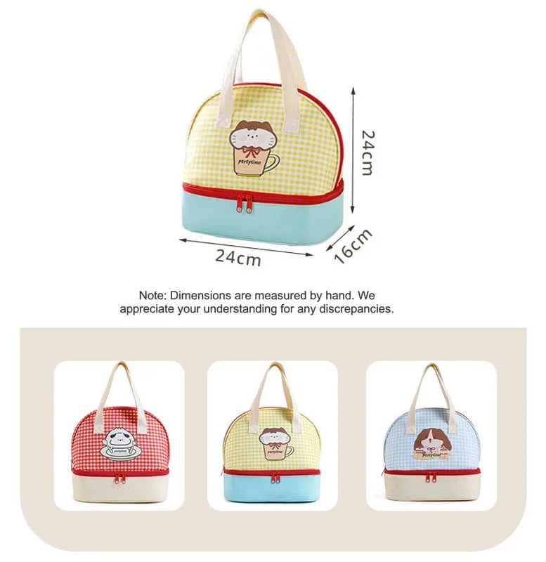 Checked Lunch Tote with Separate Lower Compartment FK-073 by Feima Bag