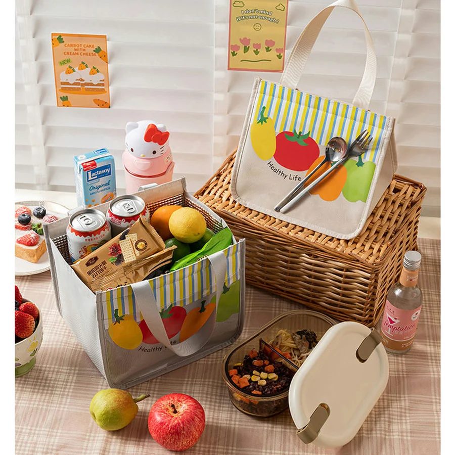 Fruit-Print Lunch Tote with Wide Base FK-074 by Feima Bag
