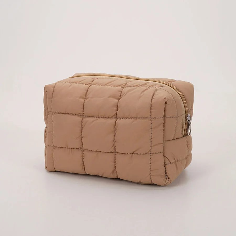 Square stitched cosmetic case with upper zip FI-045 by Feima Bag