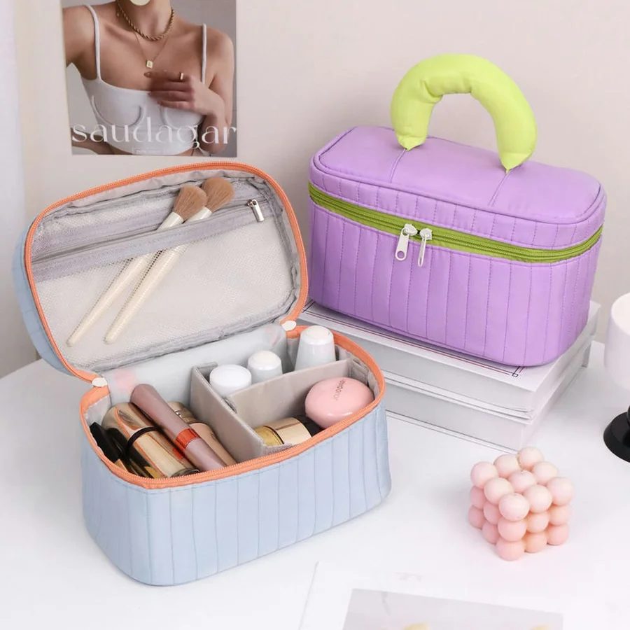 Cosmetic case with vertical stitching and dividers FI-048 by Feima Bag