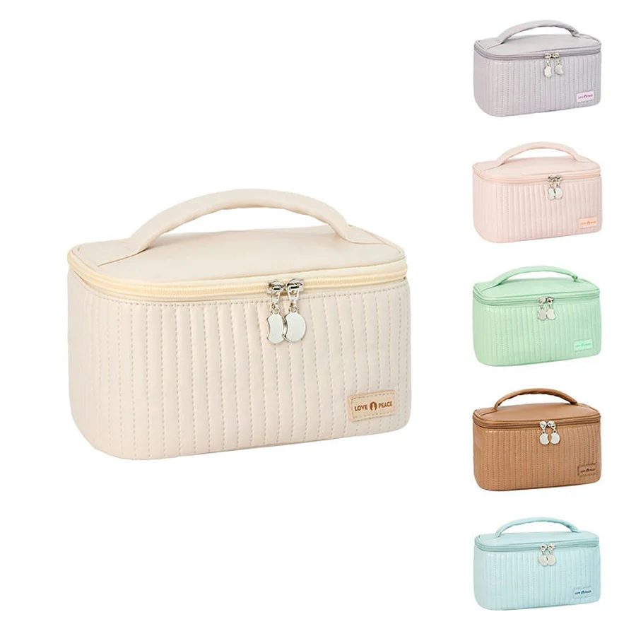 Stitched PU Cosmetic Case with Top Handle FJ-066 by Feima Bag