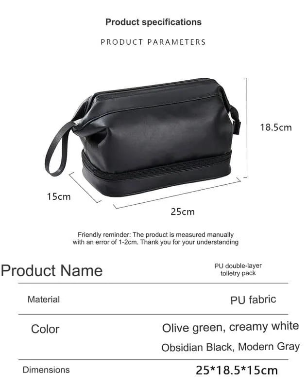 Two Level PU Toiletry Bag with Carry Loop FJ-072 by Feima Bag