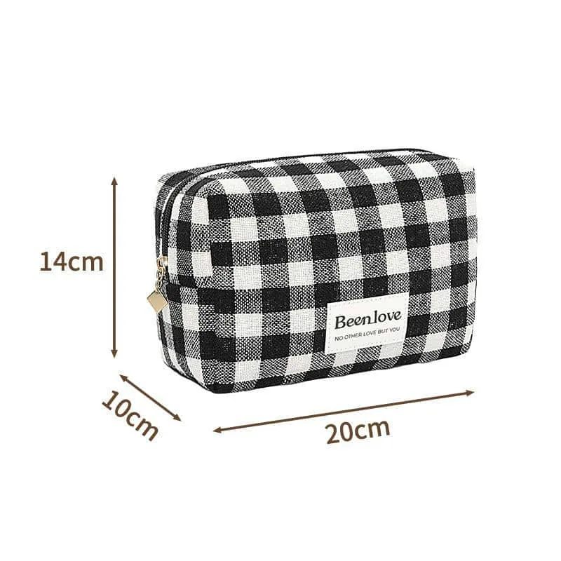 Black and White Gingham Cosmetic Pouch FJ-075A by Feima Bag