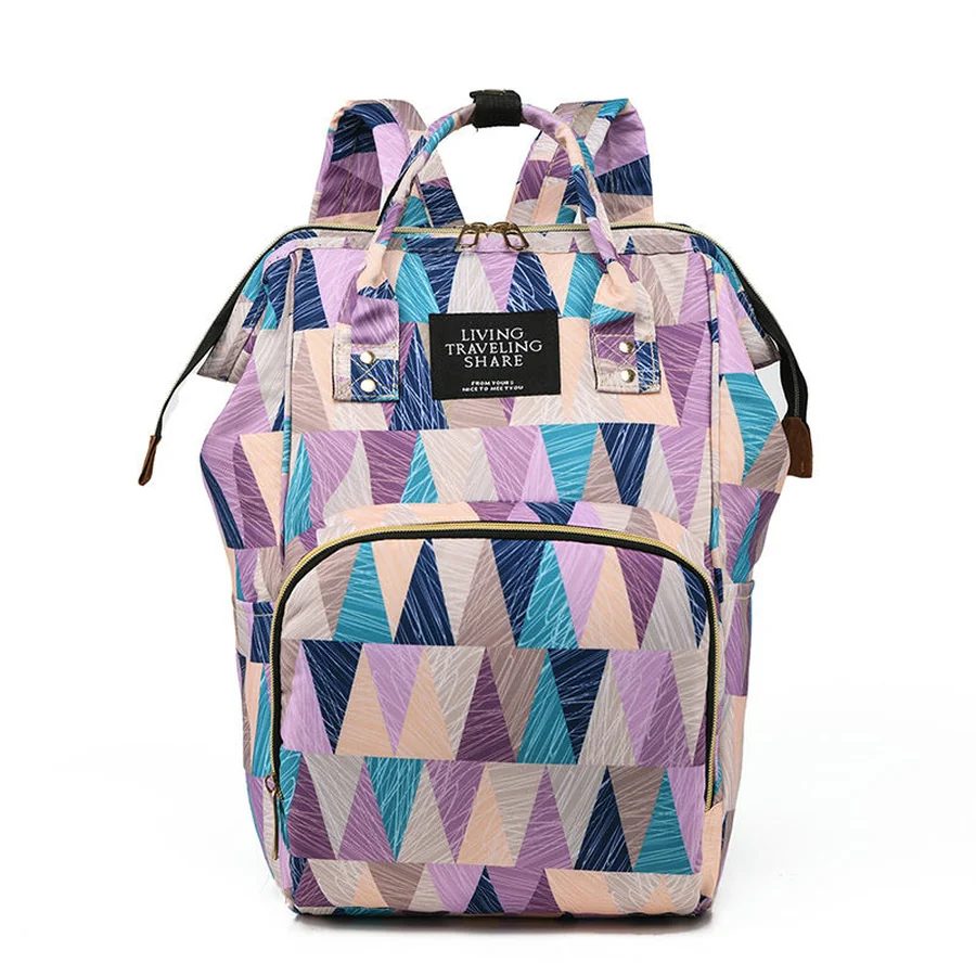 Geometric Print Diaper Backpack with Twin Handles FM-059 by Feima Bag