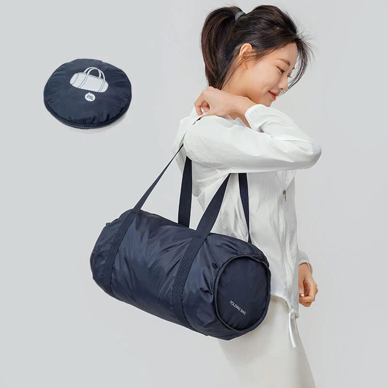 Folding barrel duffel with a round pouch form FA-068 by Feima Bag