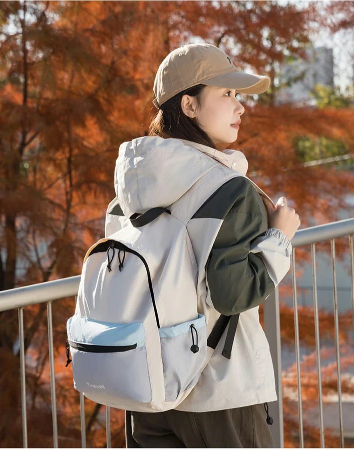 Backpack with a Colour-Block Front Zip Pocket FA-110 by Feima Bag