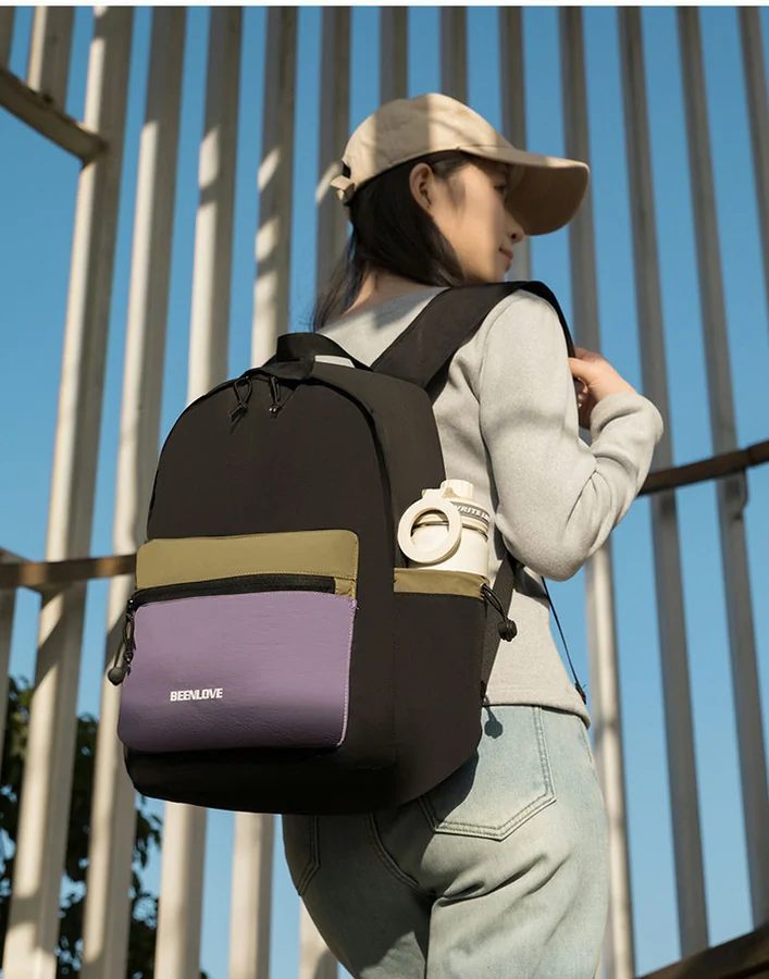 Backpack with a Colour-Block Front Zip Pocket FA-110 by Feima Bag