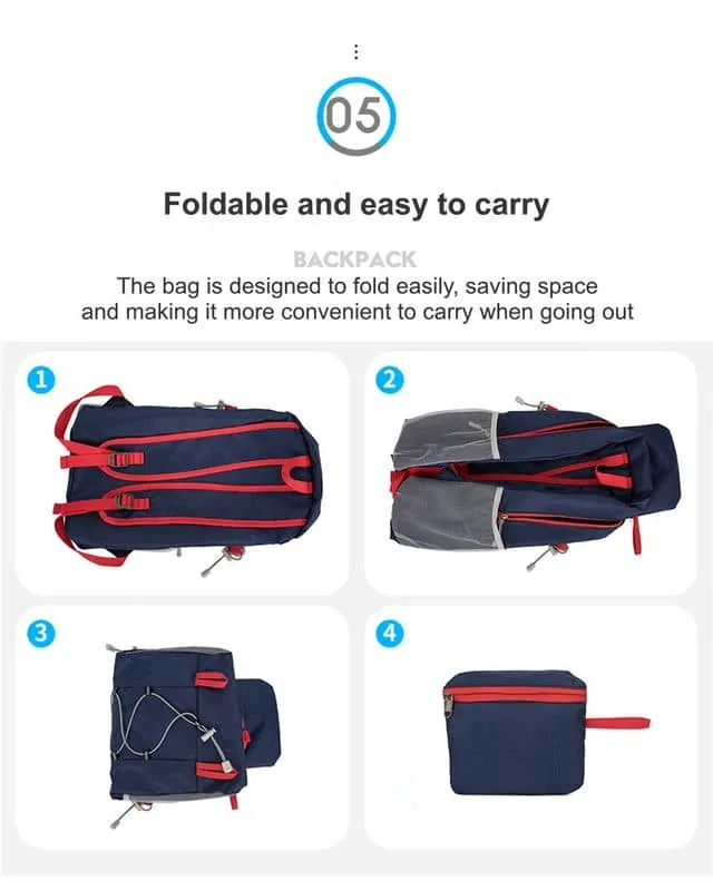 Packable Nylon Backpack with Oval Cord Lacing FA-111 by Feima Bag