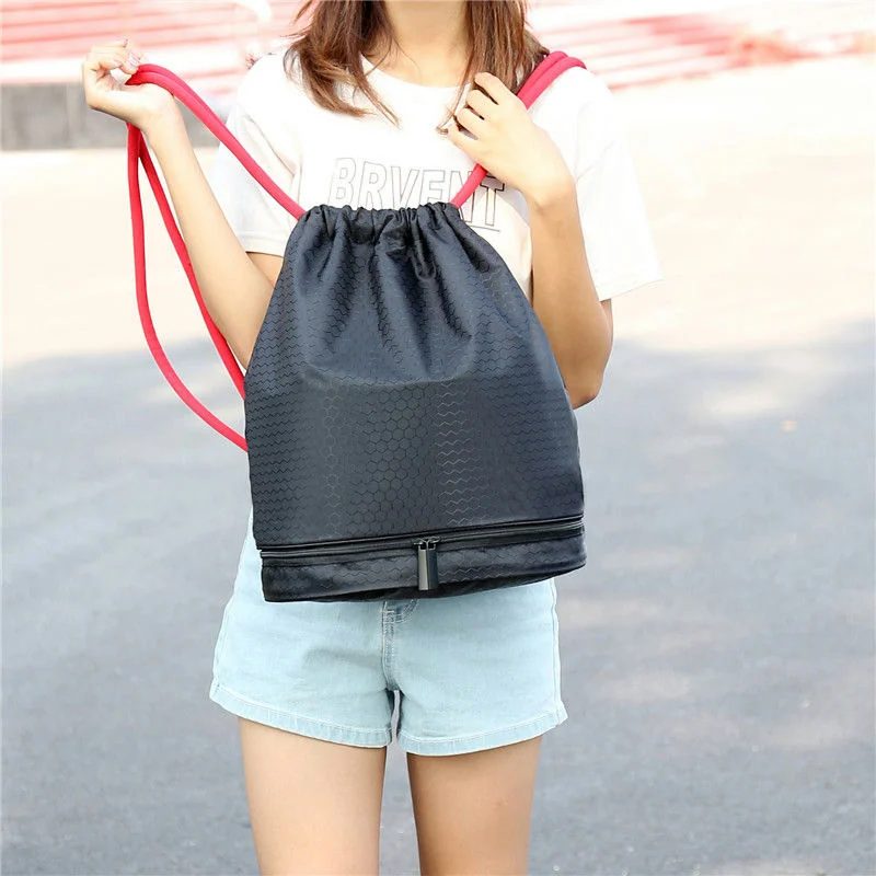 Drawstring Backpack with Zipped Base Section FS-017A by Feima Bag