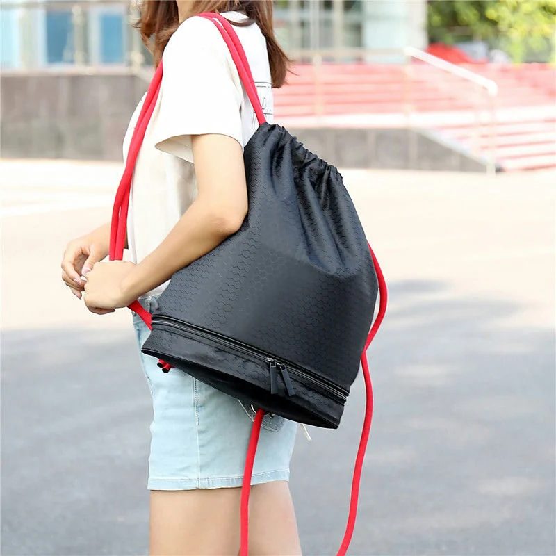Drawstring Backpack with Zipped Base Section FS-017A by Feima Bag