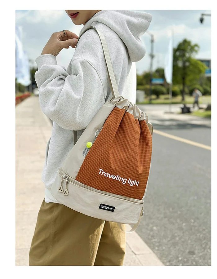 Drawstring Backpack with Separate Lower Shoe Section FS-022A by Feima Bag