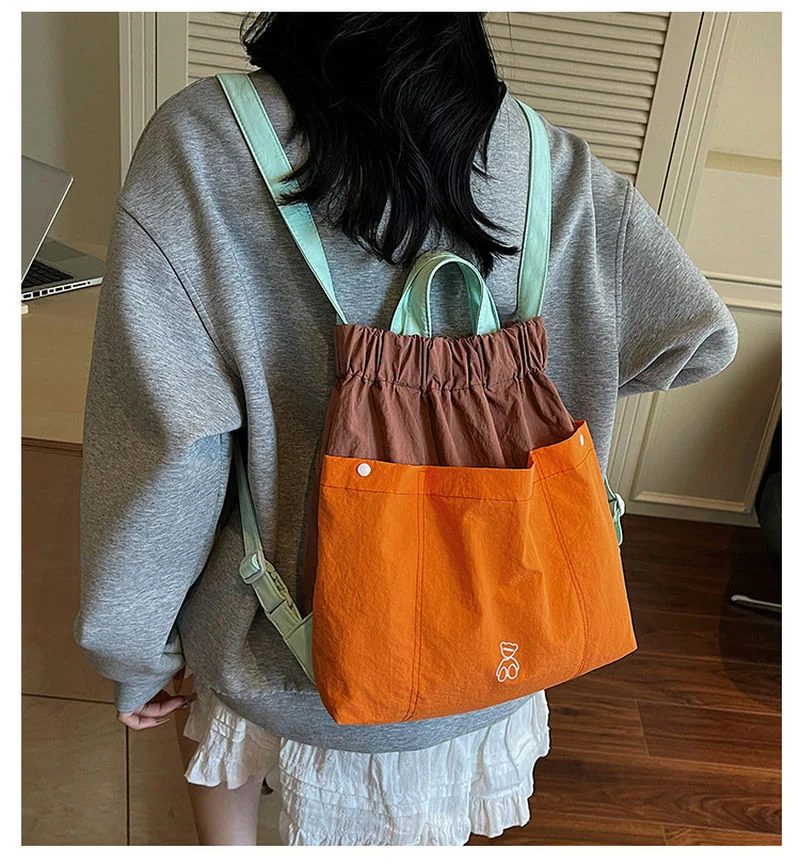 Gathered-Top Backpack with Front Patch Pockets FS-025A by Feima Bag