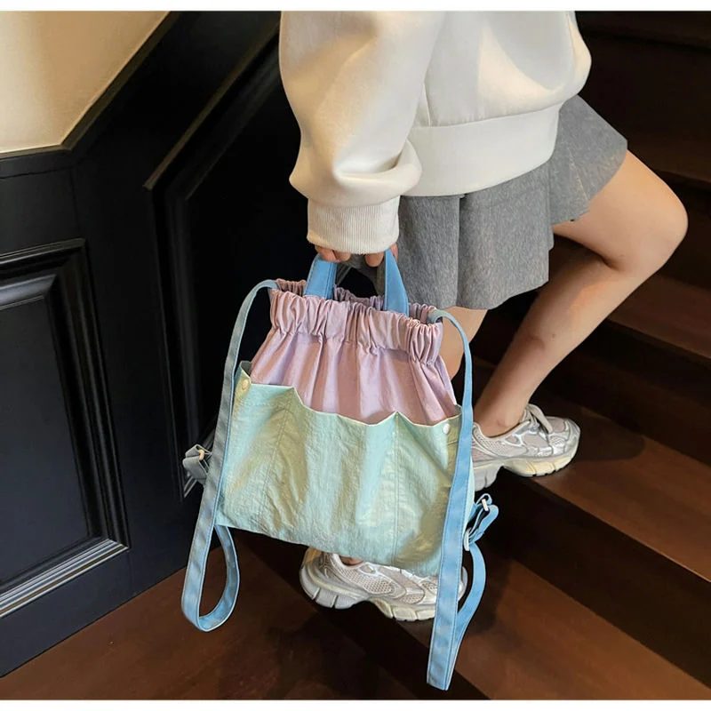 Gathered-Top Backpack with Front Patch Pockets FS-025A by Feima Bag