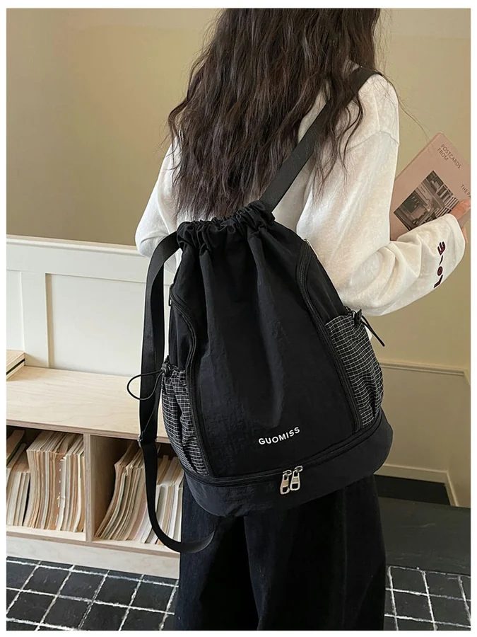Drawstring Backpack with Shoe Base and Tall Front Zip FS-026A by Feima Bag
