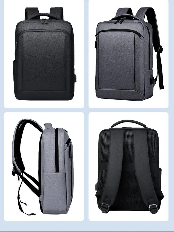 Rectangular Laptop Backpack with Curved Front Zip FD-046 by Feima Bag