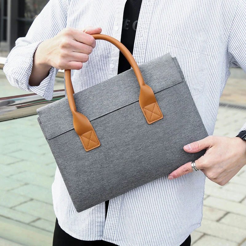 Fabric Work Bag with Upper Flap and Tan Handles FD-053A by Feima Bag