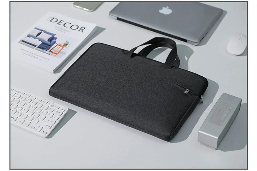 Slim laptop bag with handles and a front zip pocket FD-065 by Feima Bag