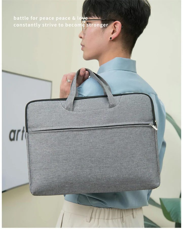 Slim laptop bag with handles and a front zip pocket FD-065 by Feima Bag