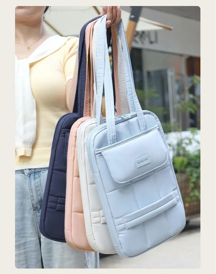 Upright Quilted Laptop Tote with Small Flap FD-076 by Feima Bag
