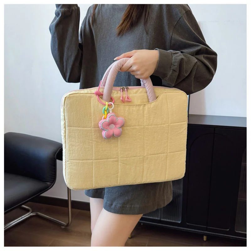 Quilted Laptop Handbag with Contrast Handles FD-081 by Feima Bag