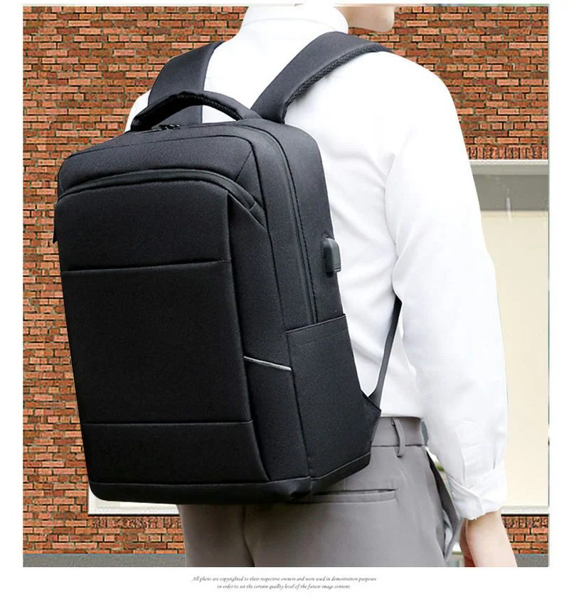 Black Backpack with Two Front Pockets FD-095 by Feima Bag