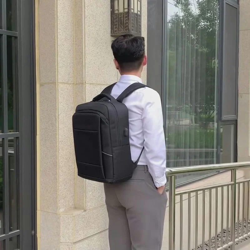 Black Backpack with Two Front Pockets FD-095 by Feima Bag