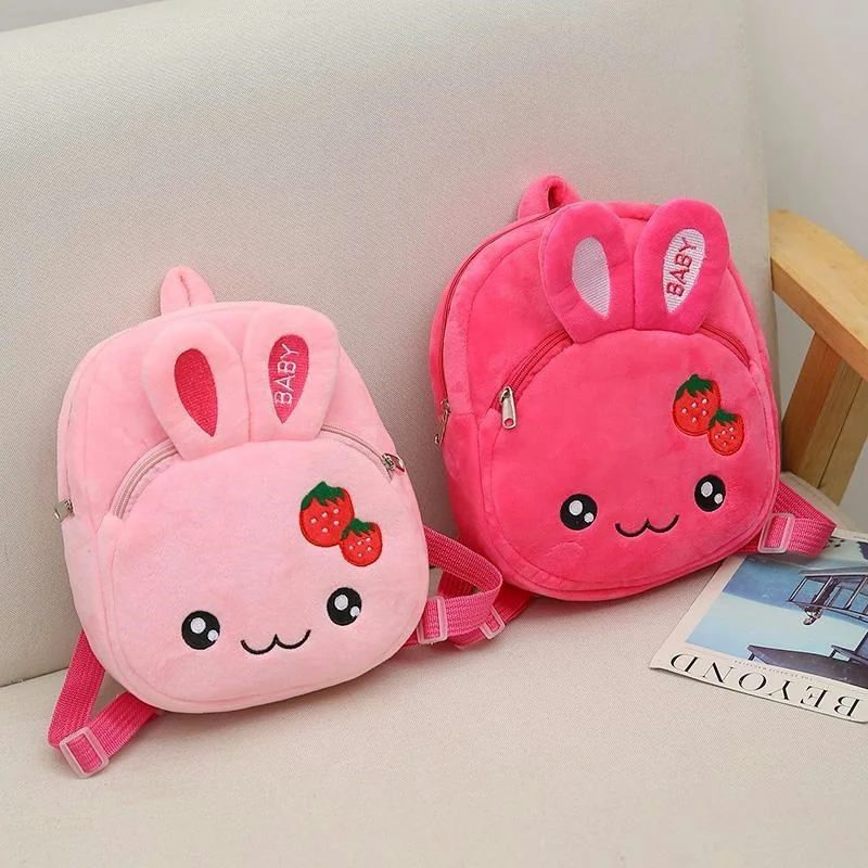 Plush rabbit backpack with face pocket FG-038 by Feima Bag