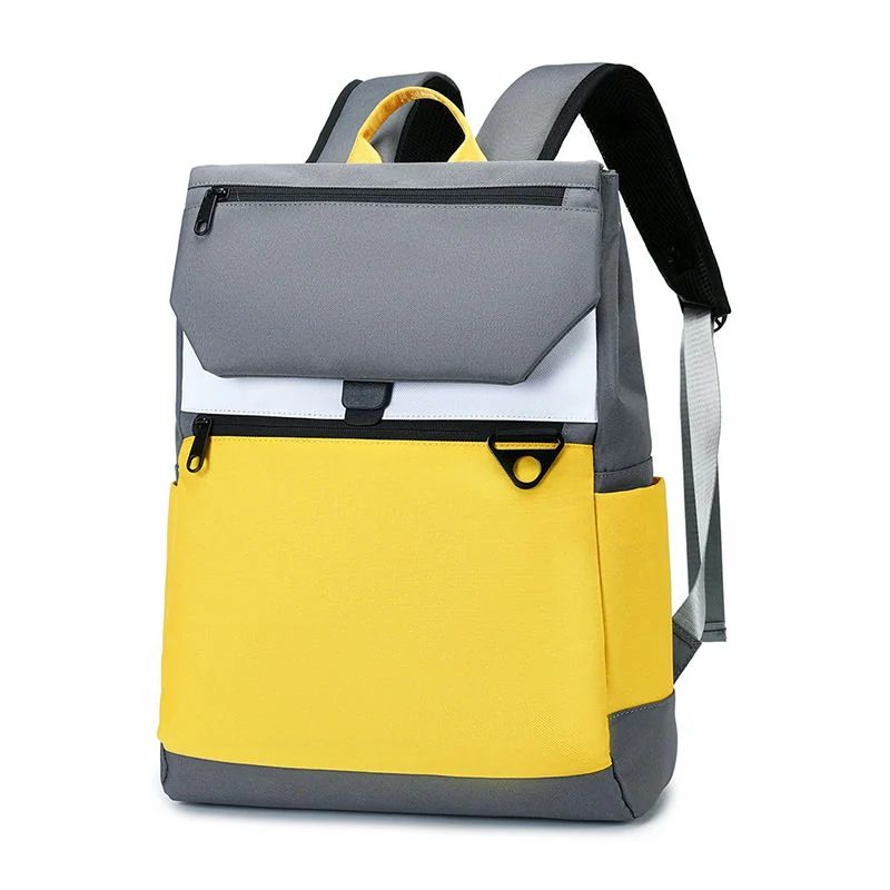 Colour Block School Backpack with Flap FG-072 by Feima Bag