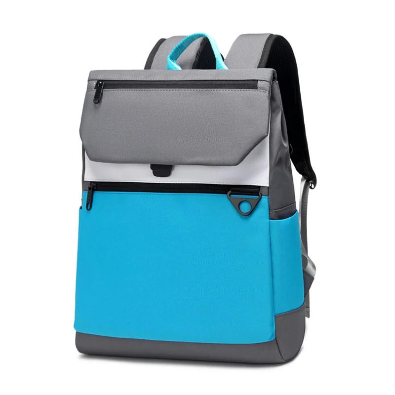 Colour Block School Backpack with Flap FG-072 by Feima Bag