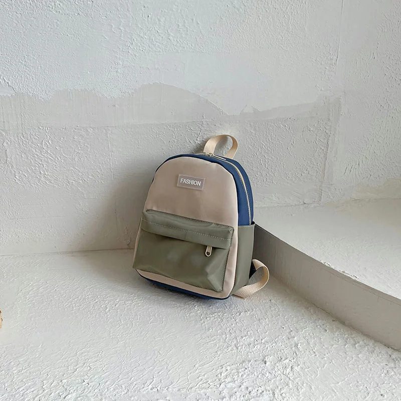 Colour Block Kids Backpack with Front Zip Pocket FG-086 by Feima Bag