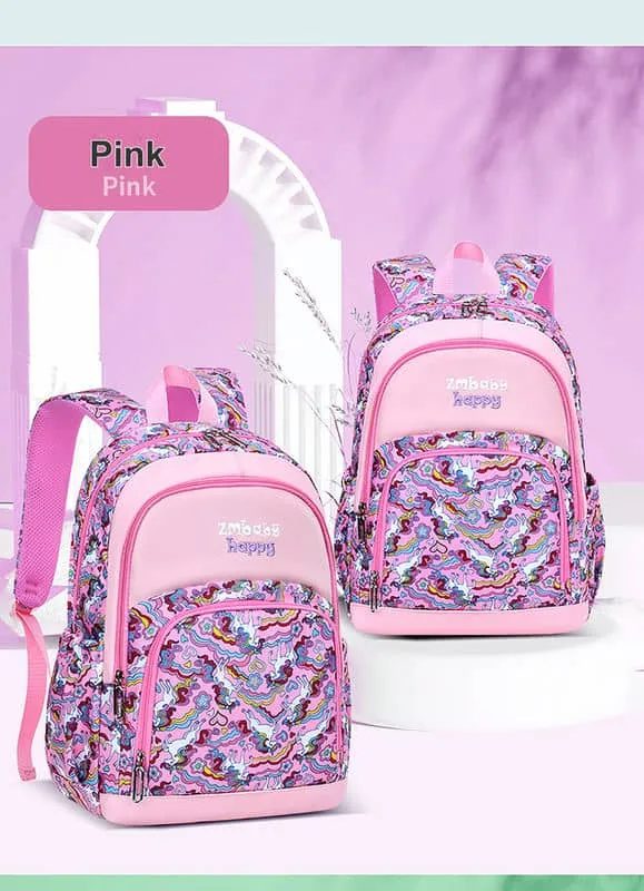 Printed School Backpack with Layered Zip Compartments FG-108 by Feima Bag