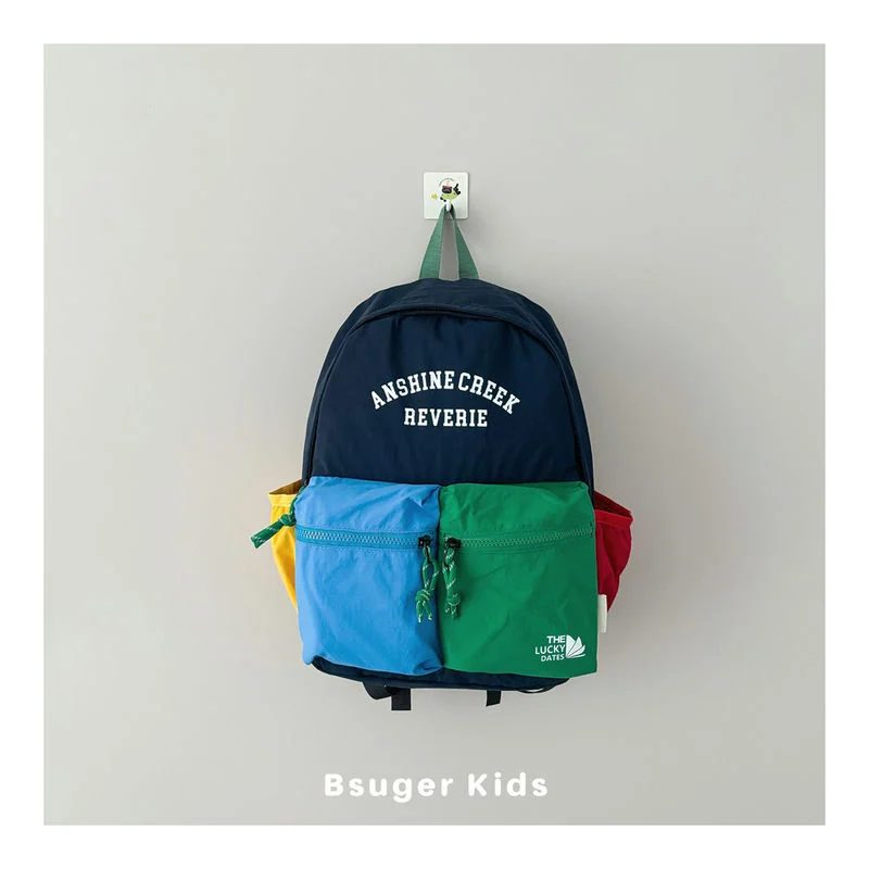 School Backpack with Twin Colour Block Pockets FG-119 by Feima Bag