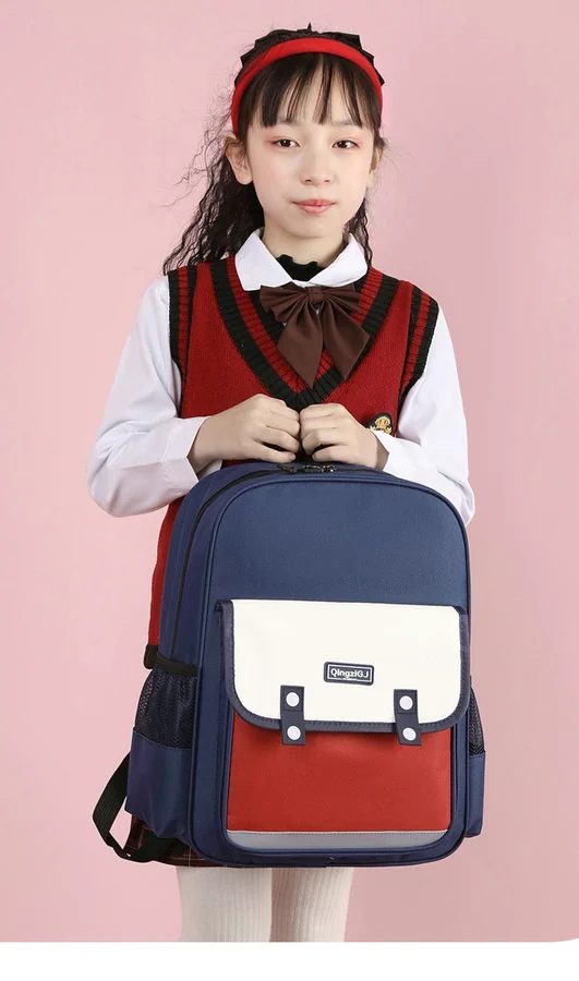 School Backpack with Contrast Front Flap FG-120 by Feima Bag