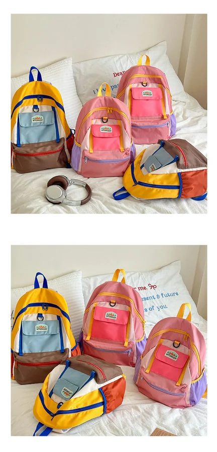 School Backpack with Upper Flap and Lower Zip Pockets FG-128 by Feima Bag